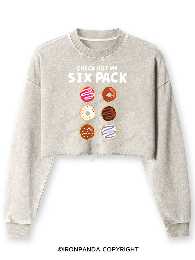 CHECK OUT MY SIX PACK Washed Long-Sleeve Crop Top