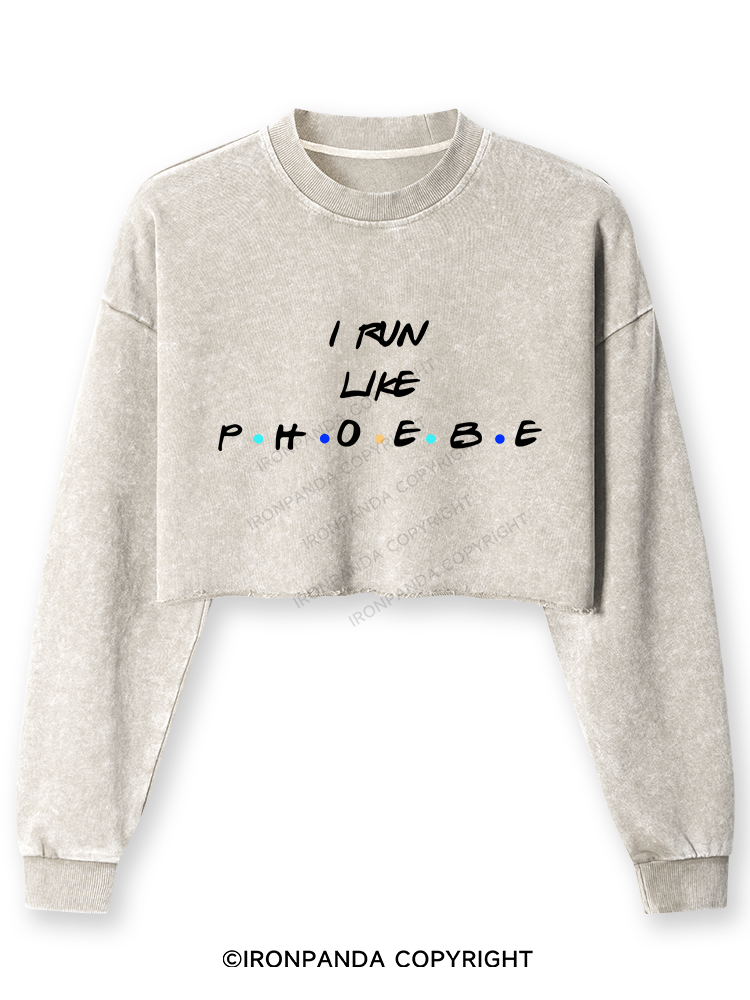 I RUN LIKE PHOEBE Washed Long-Sleeve Crop Top