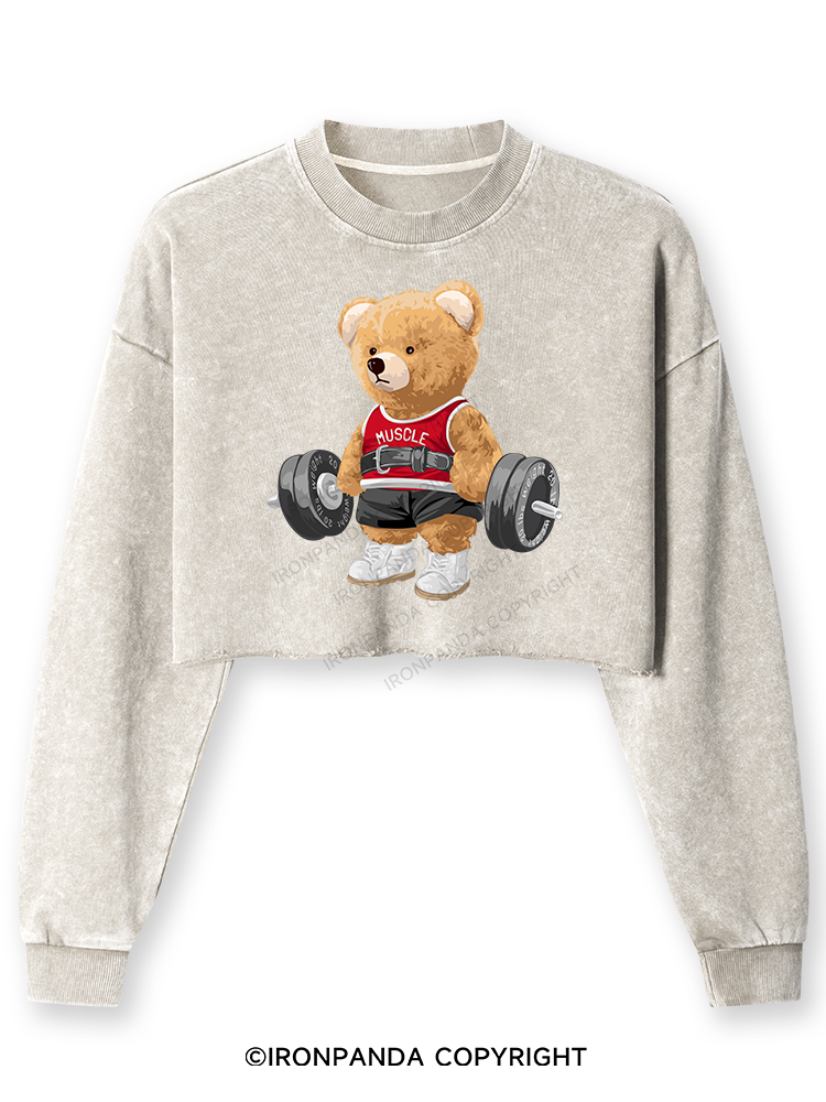 EXERCISE BEAR Washed Long-Sleeve Crop Top