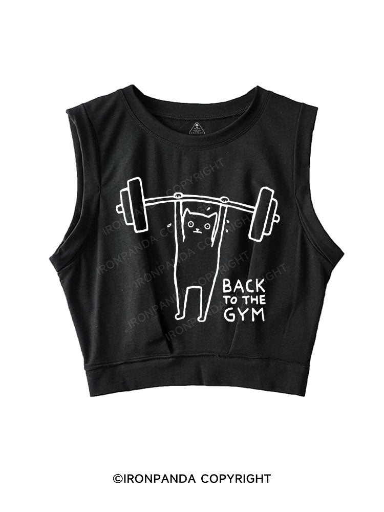 BACK TO THE GYM CAT SLEEVELESS CROP TOPS