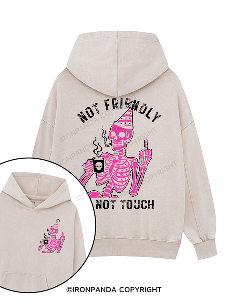 Not friendly, do not touch Printed Washed Gym Hoodie