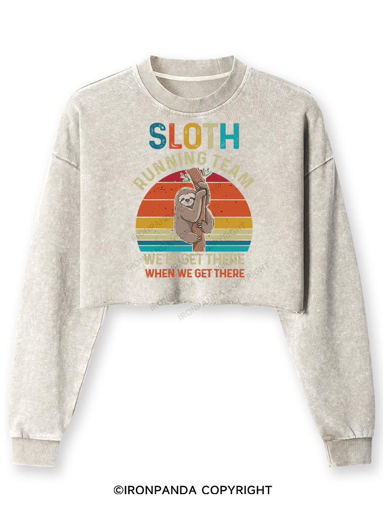 SLOTH RUNNING TEAM Washed Long-Sleeve Crop Top