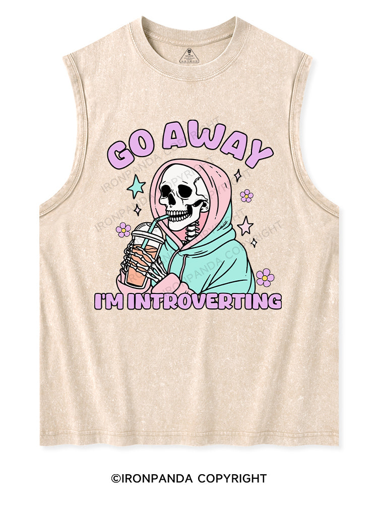 GO AWAY I'M INTROVERTING Washed Tank