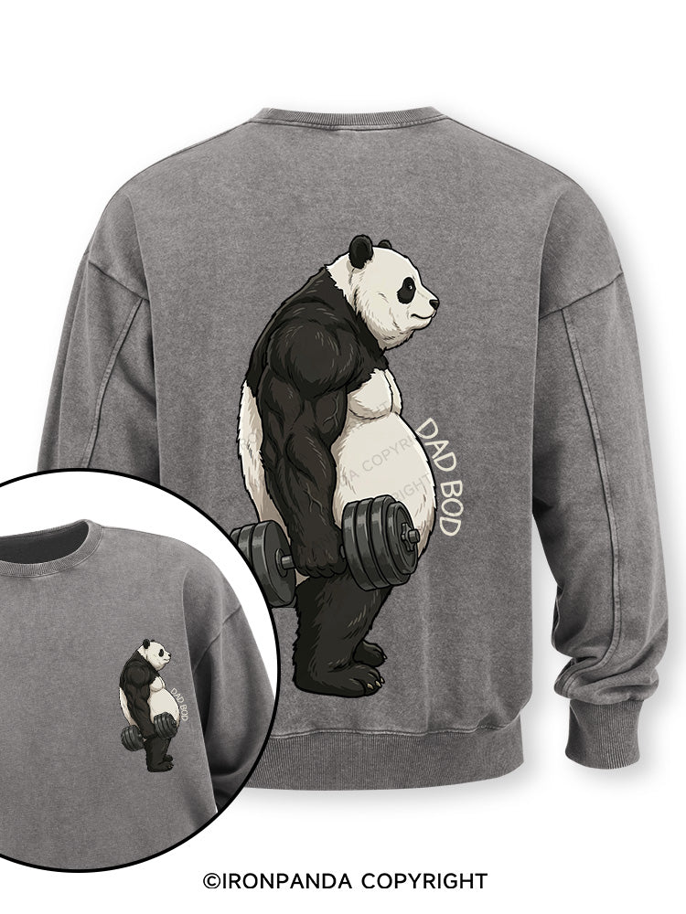 Dad Bod Panda Double-Sided Printed Washed Sweatshirt