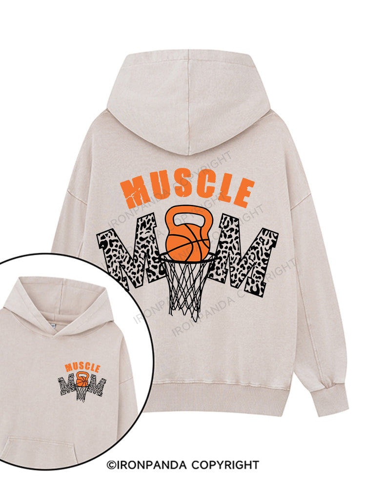Muscle Mom Printed Washed Gym Hoodie