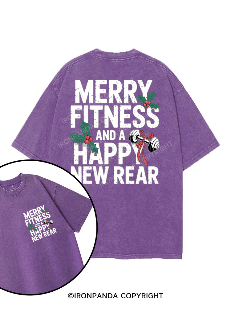 MERRY FITNESS AND A HAPPY NEW REAR printed Gym Shirt