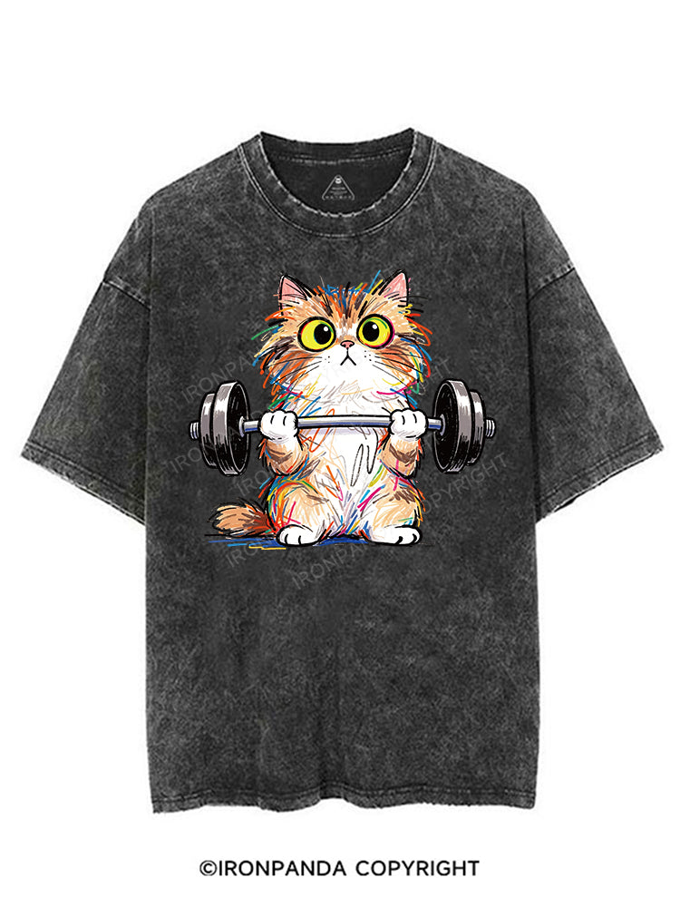 Scribble Kitty Curls VINTAGE GYM SHIRT