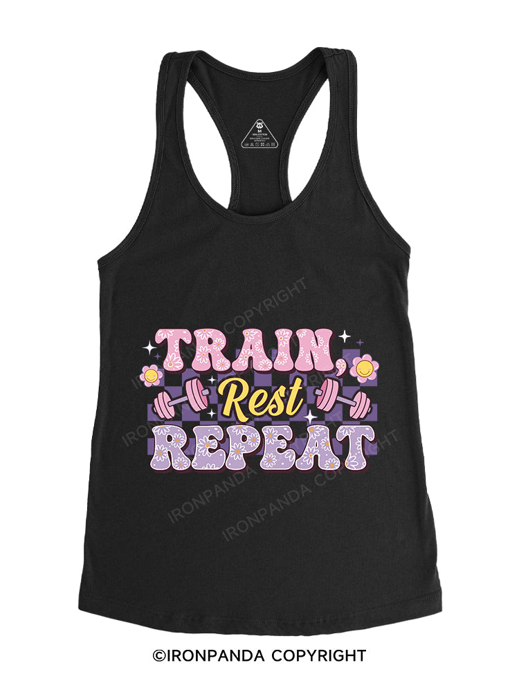 TRAIN, REST, REPEAT Gym Racerback Tank