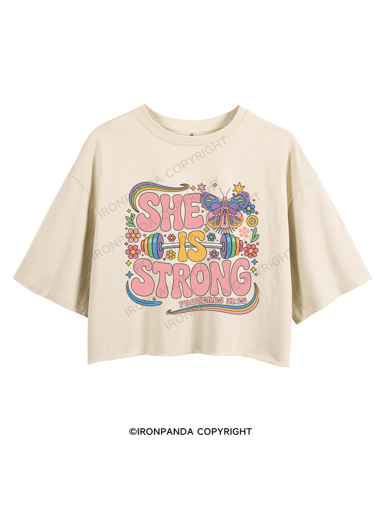 SHE IS STRONG CROP TOPS