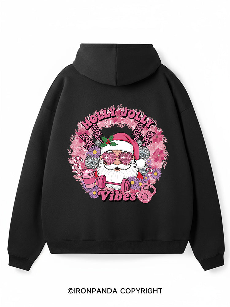 HOLLY JOLLY Vibes Premium Fleece Gym Hoodie