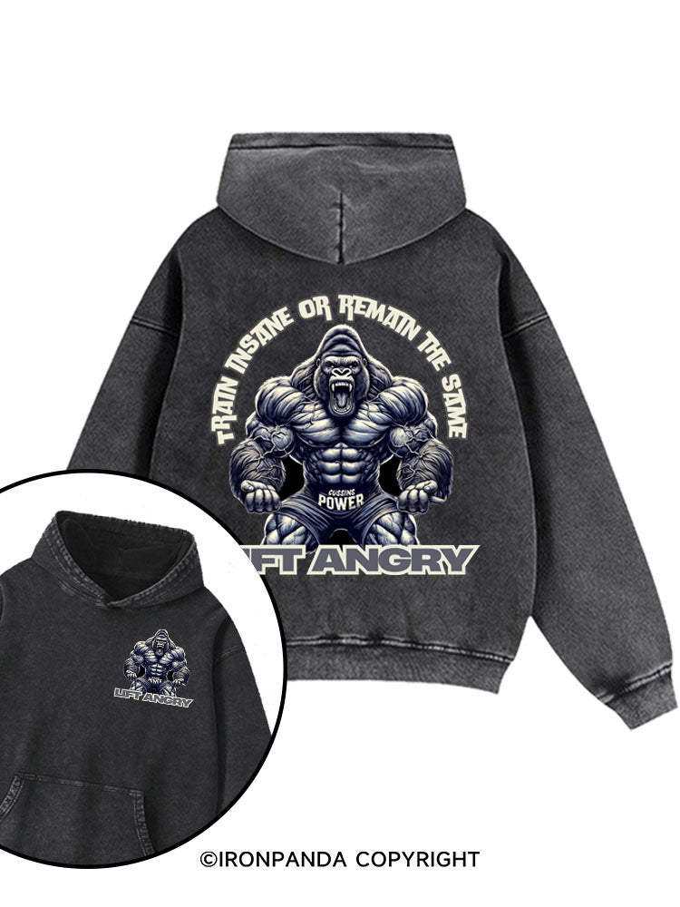 Powerlifting Gorilla Printed Washed Gym Hoodie