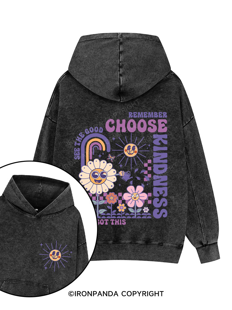 Choose Kindness Printed Washed Gym Hoodie