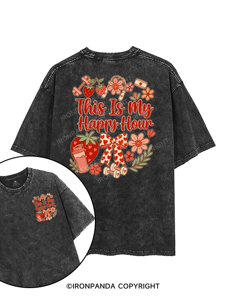 THIS IS MY HAPPY HOUR printed Gym Shirt