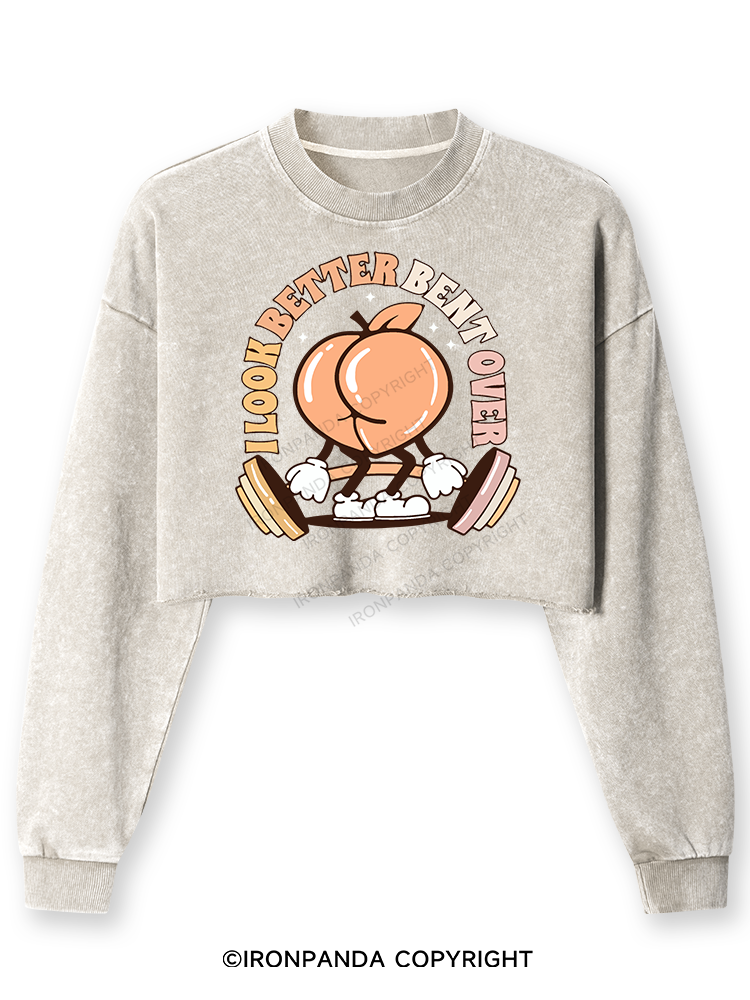 I LOOK BETTER BENT OVER Washed Long-Sleeve Crop Top