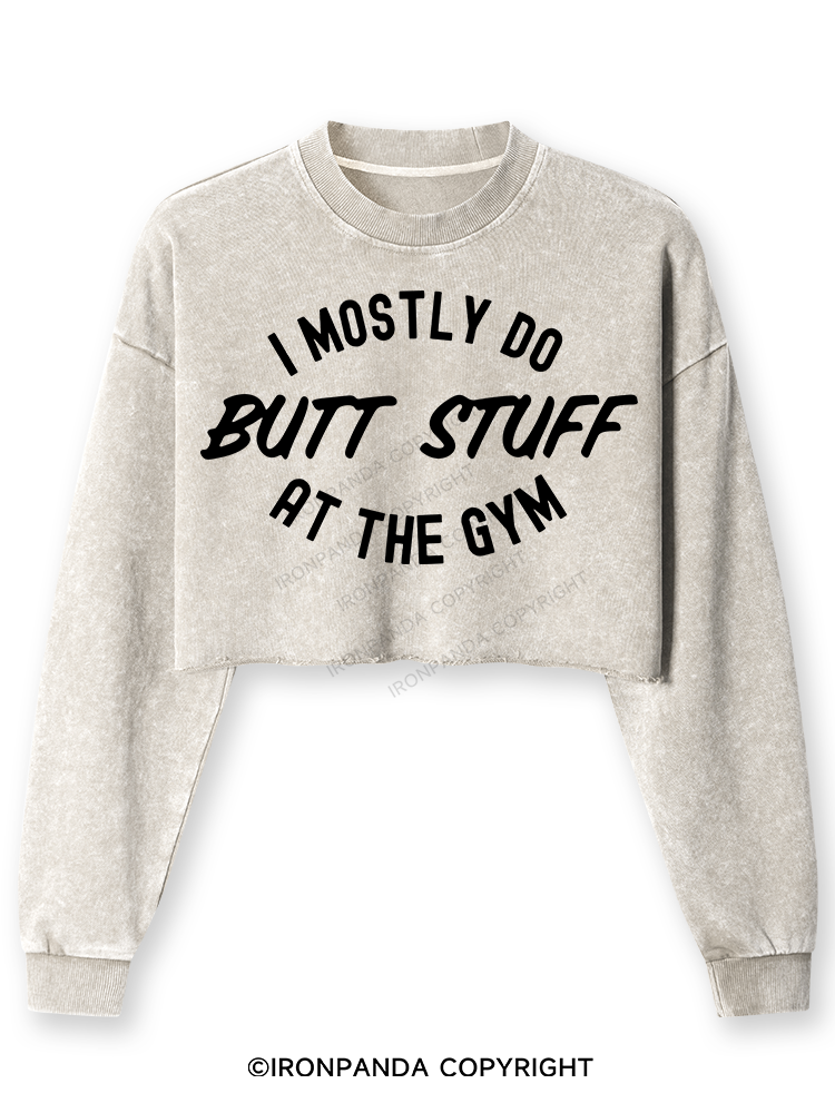 I Only Do Butt Stuff Washed Long-Sleeve Crop Top