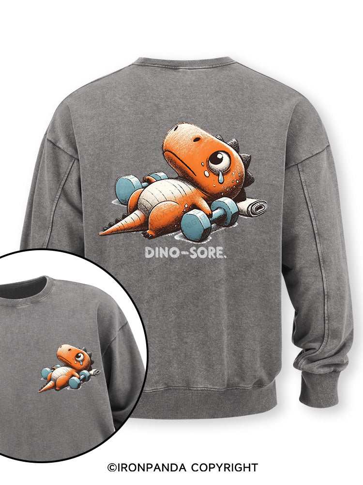 DINO-SORE AFTER WORKOUT Double-Sided Printed Washed Sweatshirt