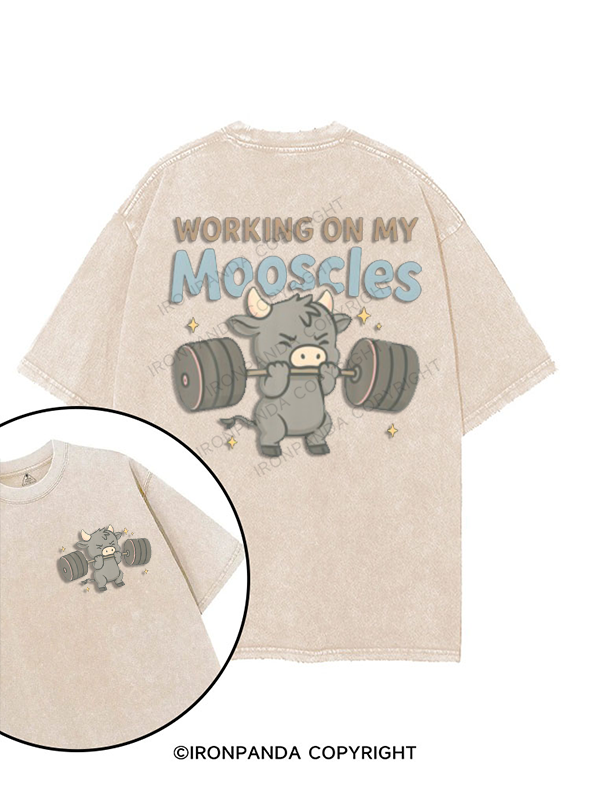 working on my mooscles printed Gym Shirt