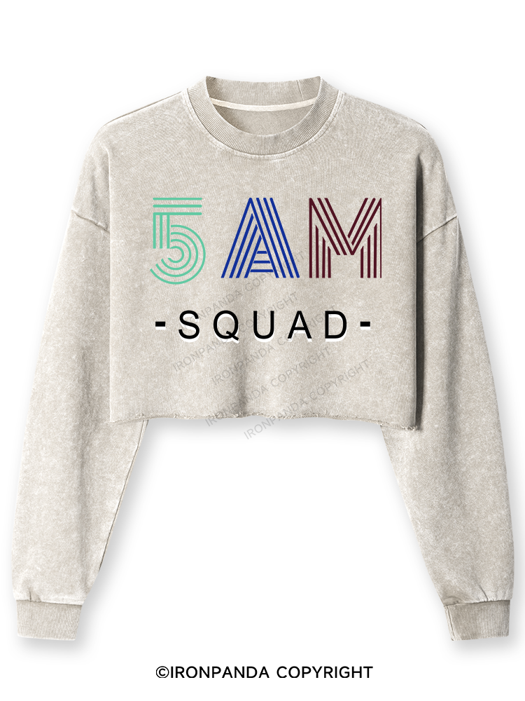 5 AM SQUAD Washed Long-Sleeve Crop Top