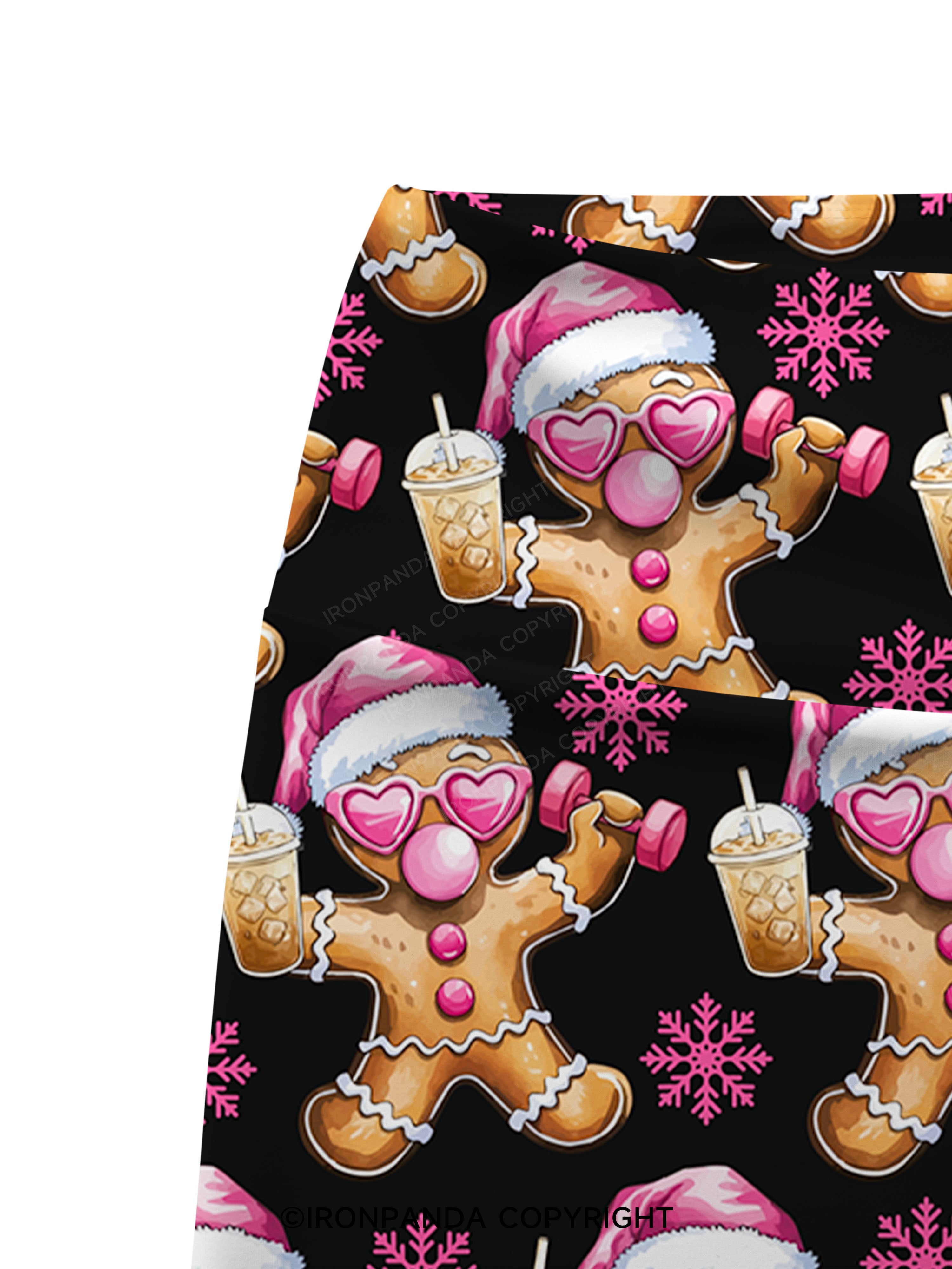 Fit Gingerbread Printed Yoga Cycling Shorts