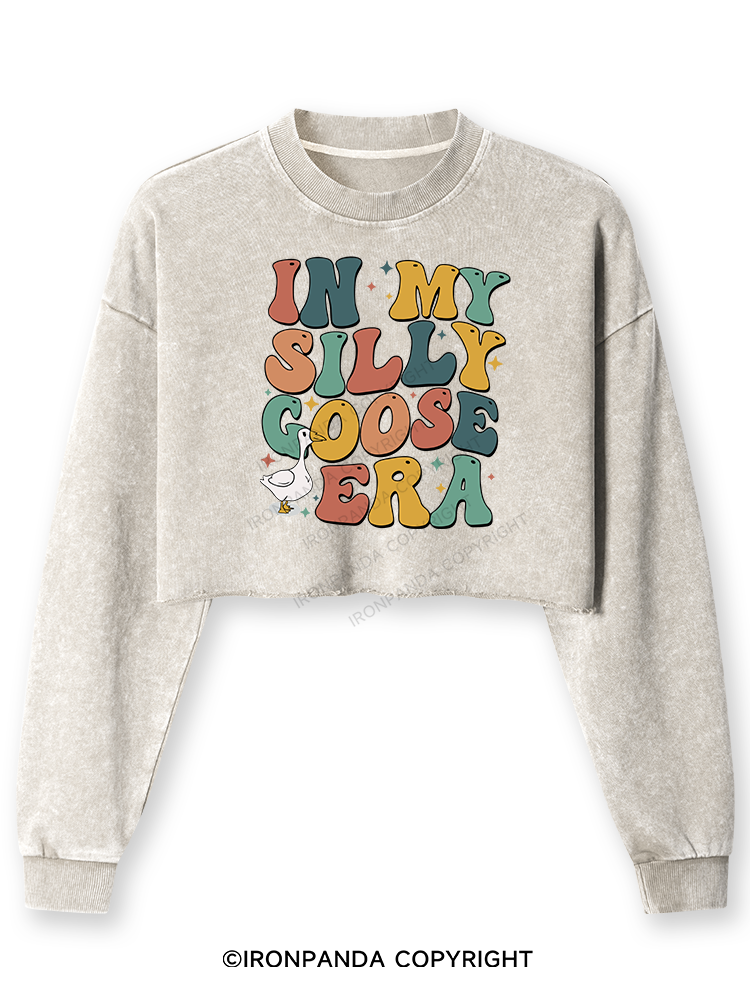 IN MY SILLY GOOSE ERA Washed Long-Sleeve Crop Top