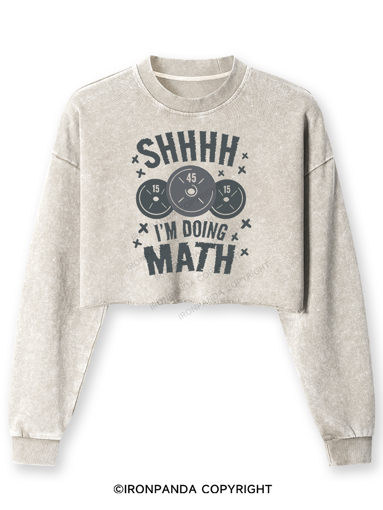 SHHHH I'M DOING MATH Washed Long-Sleeve Crop Top