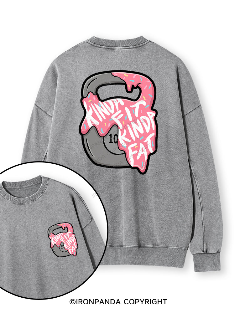 kinda fit sorta fat donut Double-Sided Printed Washed Sweatshirt