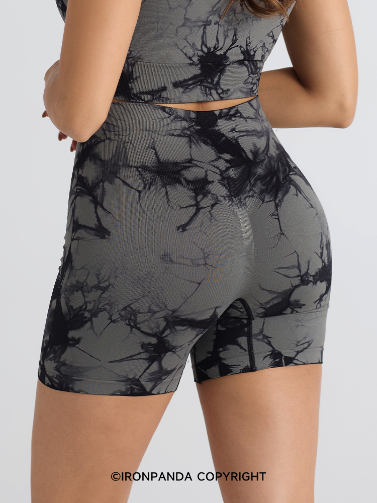 High-Waist Tie-Dye Yoga Shorts