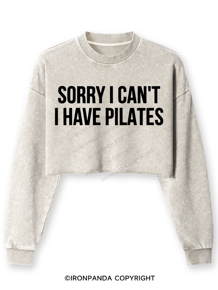 Sorry I Can’t Have Pilates Washed Long-Sleeve Crop Top