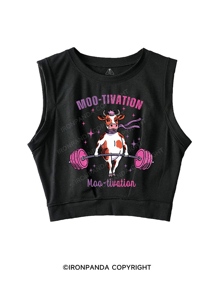 MOO-TIVATION SLEEVELESS CROP TOPS