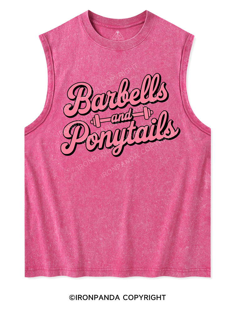 BARBELLS AND PONYTAILS Washed Tank