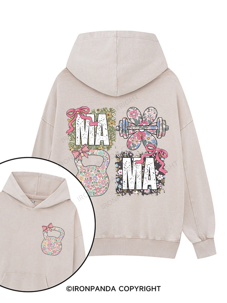 MAMA Printed Washed Gym Hoodie