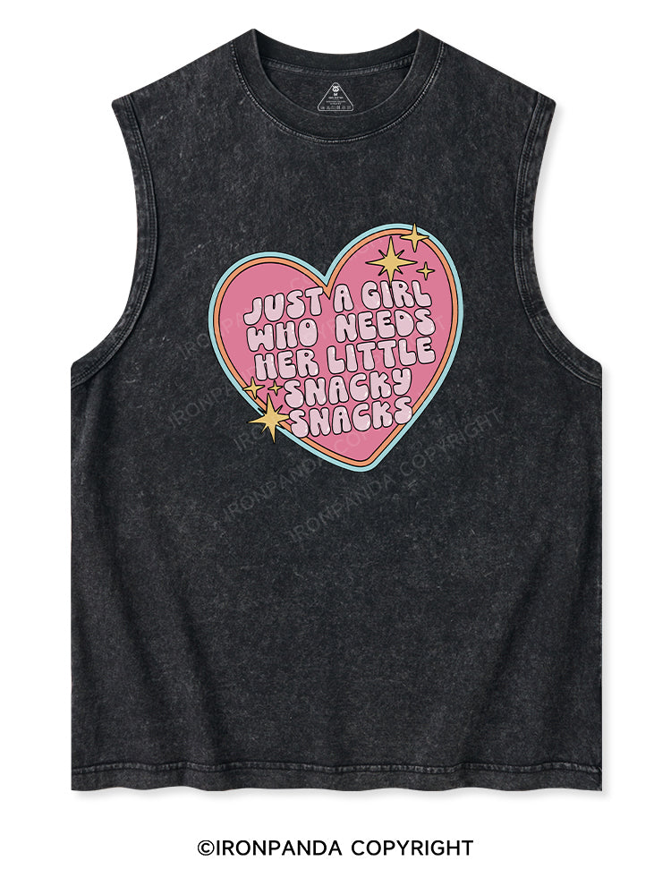 JUST A GIRL WHO NEEDS HER LITTLE SNACKY SNACKS  Washed Tank