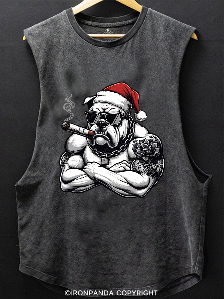 Christmas Muscle Bulldog Scoop Bottom Cotton Tank