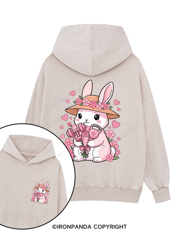 Bunny Gains Printed Washed Gym Hoodie
