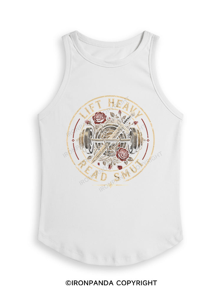 LIFT HEAVY READ SMUT BOOK GYM LOVER Fitted Tank Top