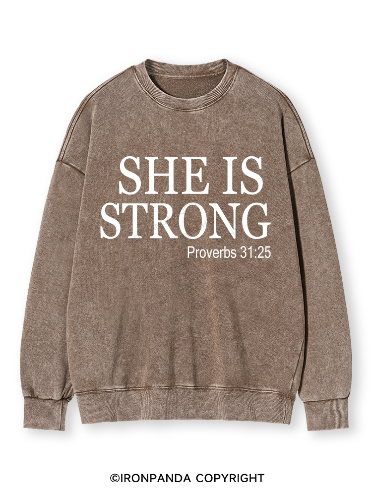 SHE IS STRONG Washed Sweatshirt