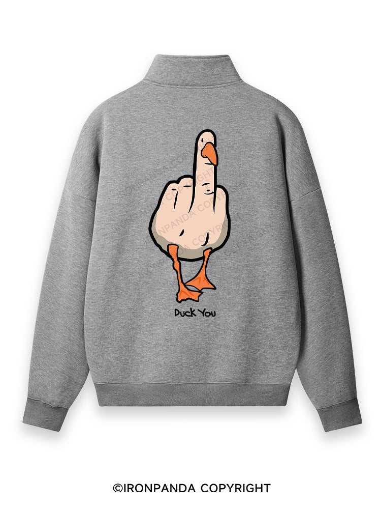 duck you Back Printed Quarter-Zip Fleece Sweatshirt