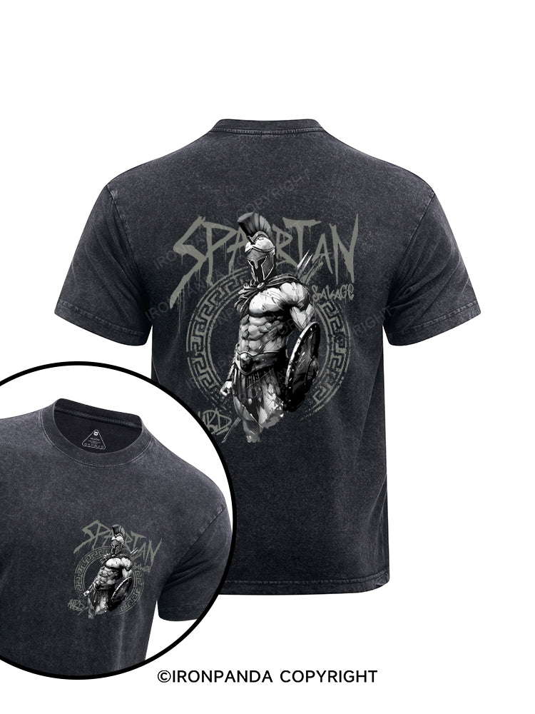 Spartan warrior Printed Washed Gym Shirt