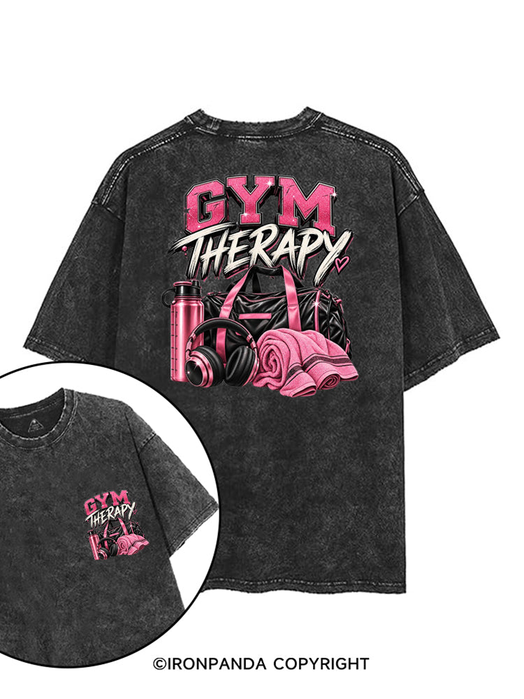 GYM THERAPY PINK FITNESS printed Gym Shirt