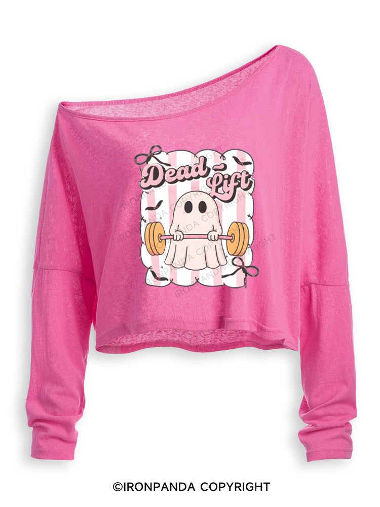 Cute Ghost Lifting Off Shoulder Long Sleeve Crop Top
