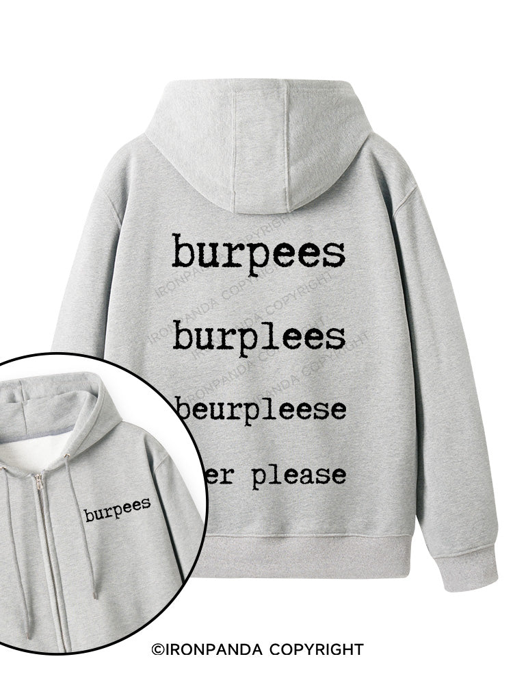 Burpees Double-Sided Printed Fleece Zip Up Hoodie