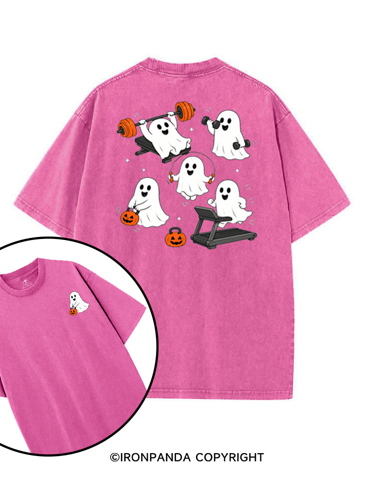 GHOST HALLOWEEN WORKOUT FITNESS printed Gym Shirt