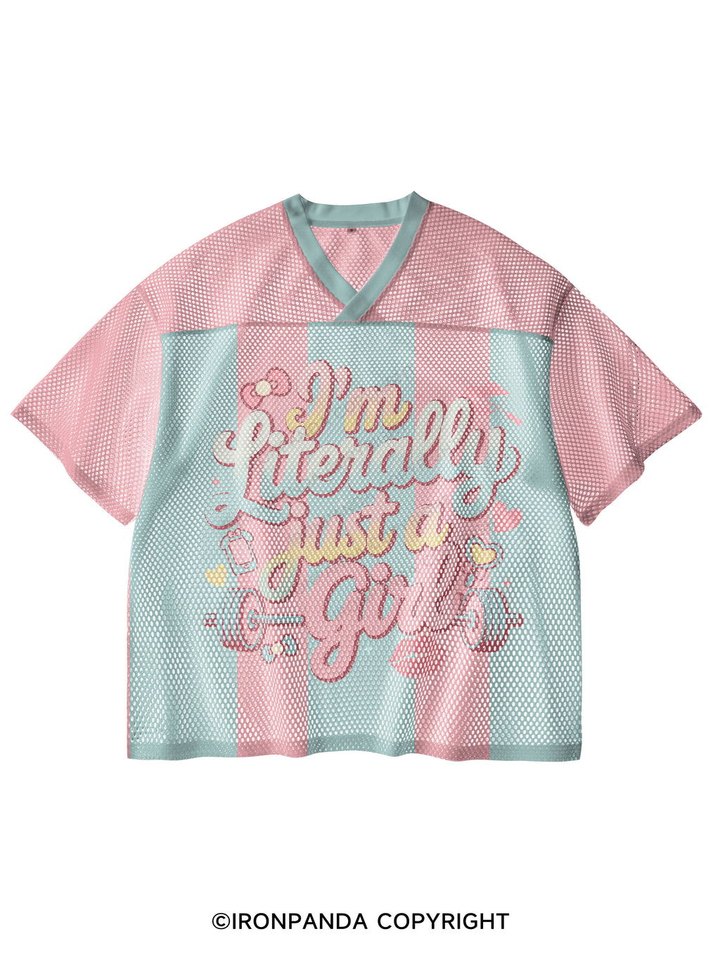 I'm Literally Just A Girl V-Neck Open Hole Mesh Top