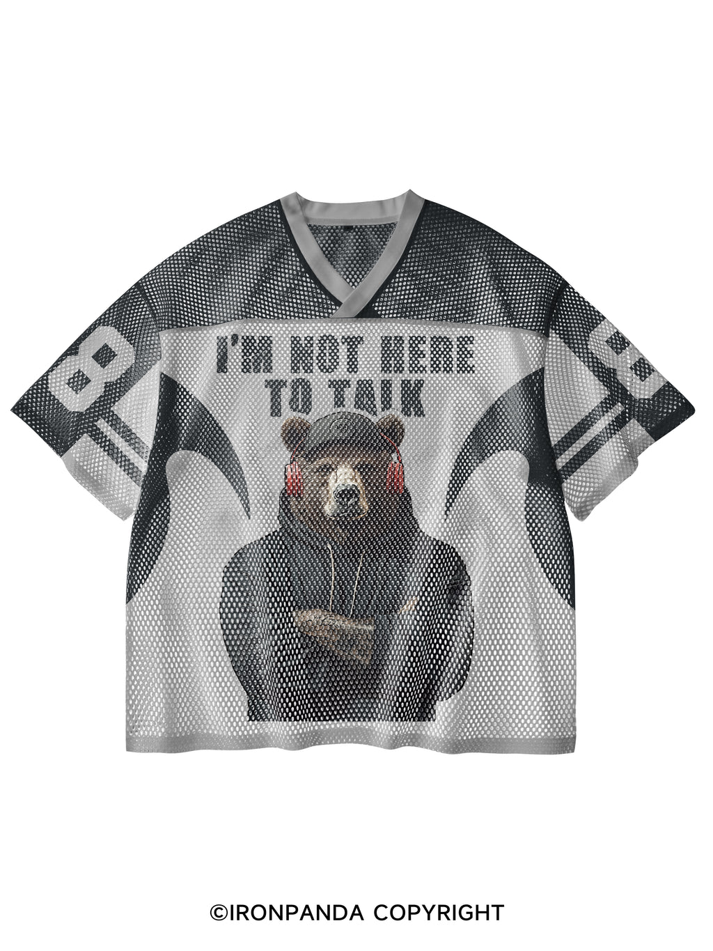 I'M NOT HERE  TO TALK V-Neck Open Hole Mesh Top