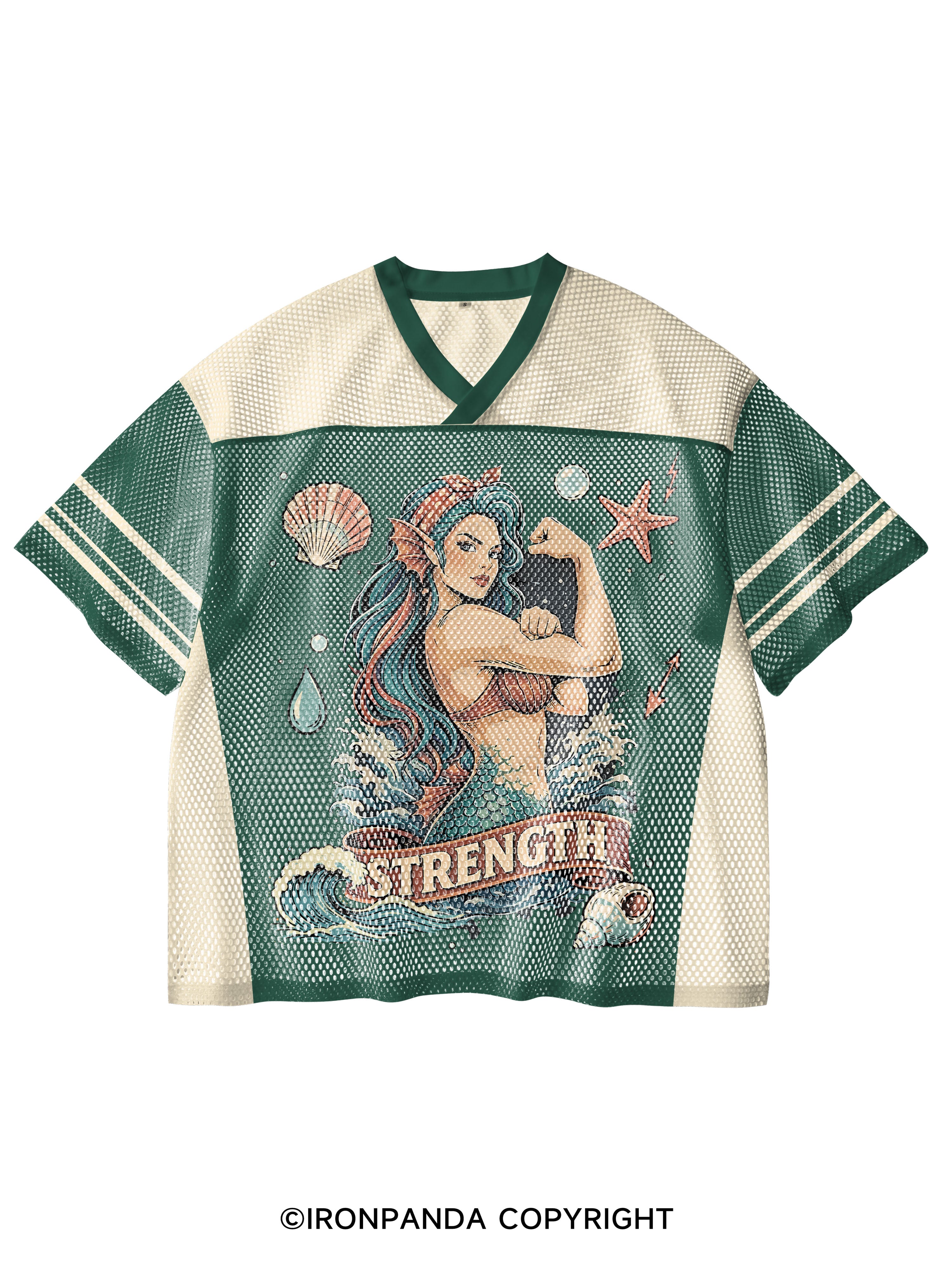 STRENGTH STRONG MERMAID V-Neck Open Hole Mesh Top