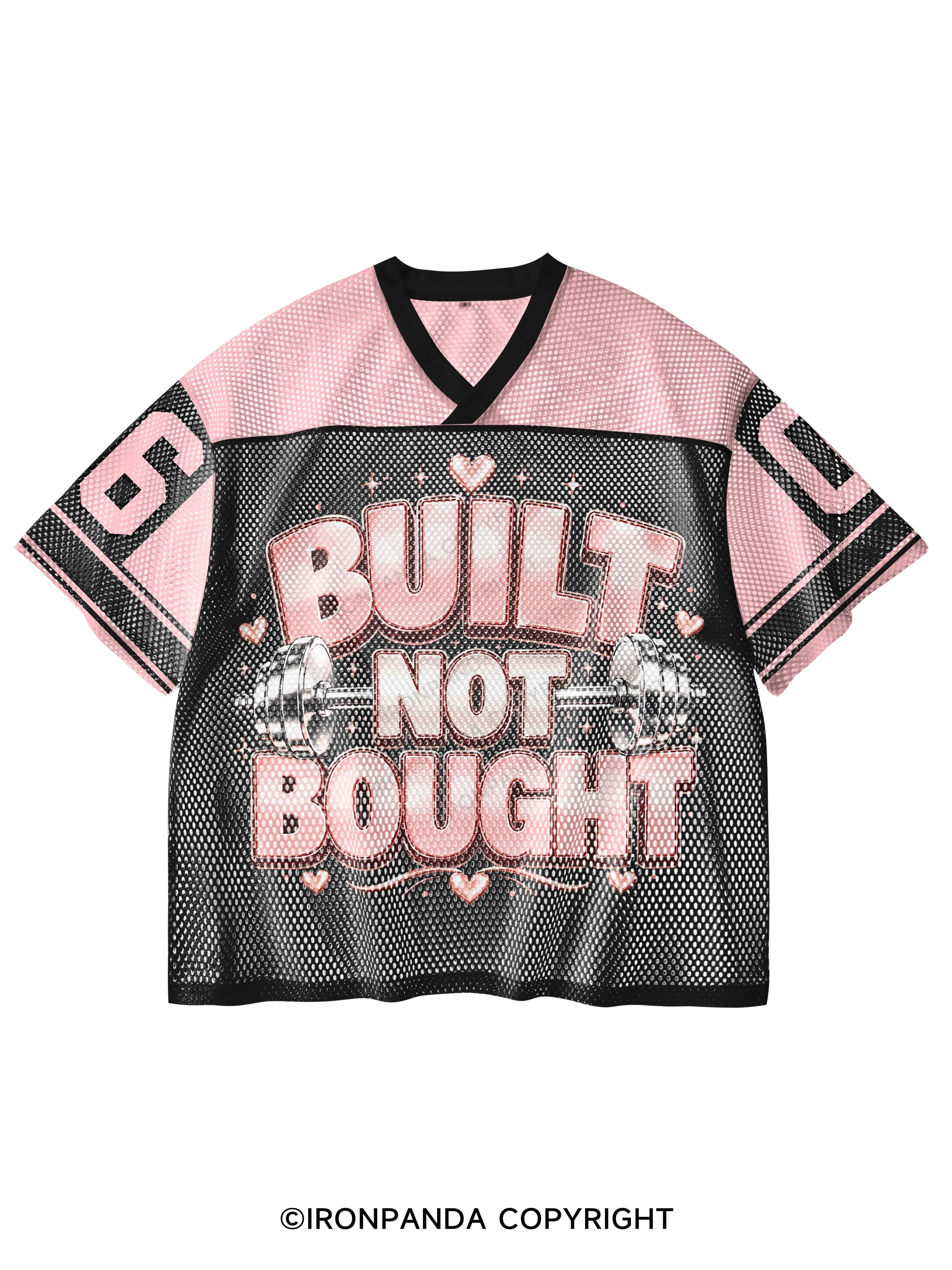 BUILT NOT BOUGHT POSITIVE GYM V-Neck Open Hole Mesh Top