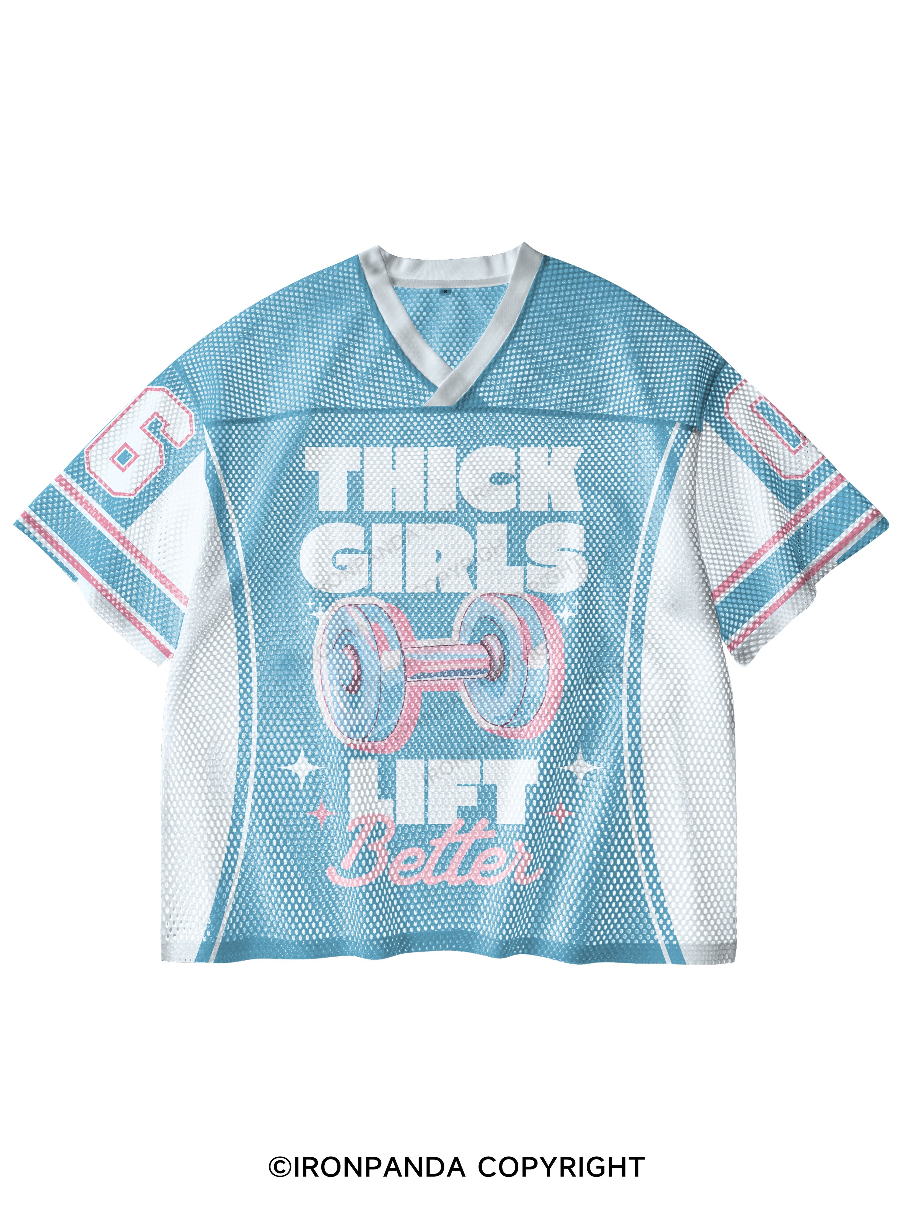THICK THIGHS LIFT BETTER V-Neck Open Hole Mesh Top