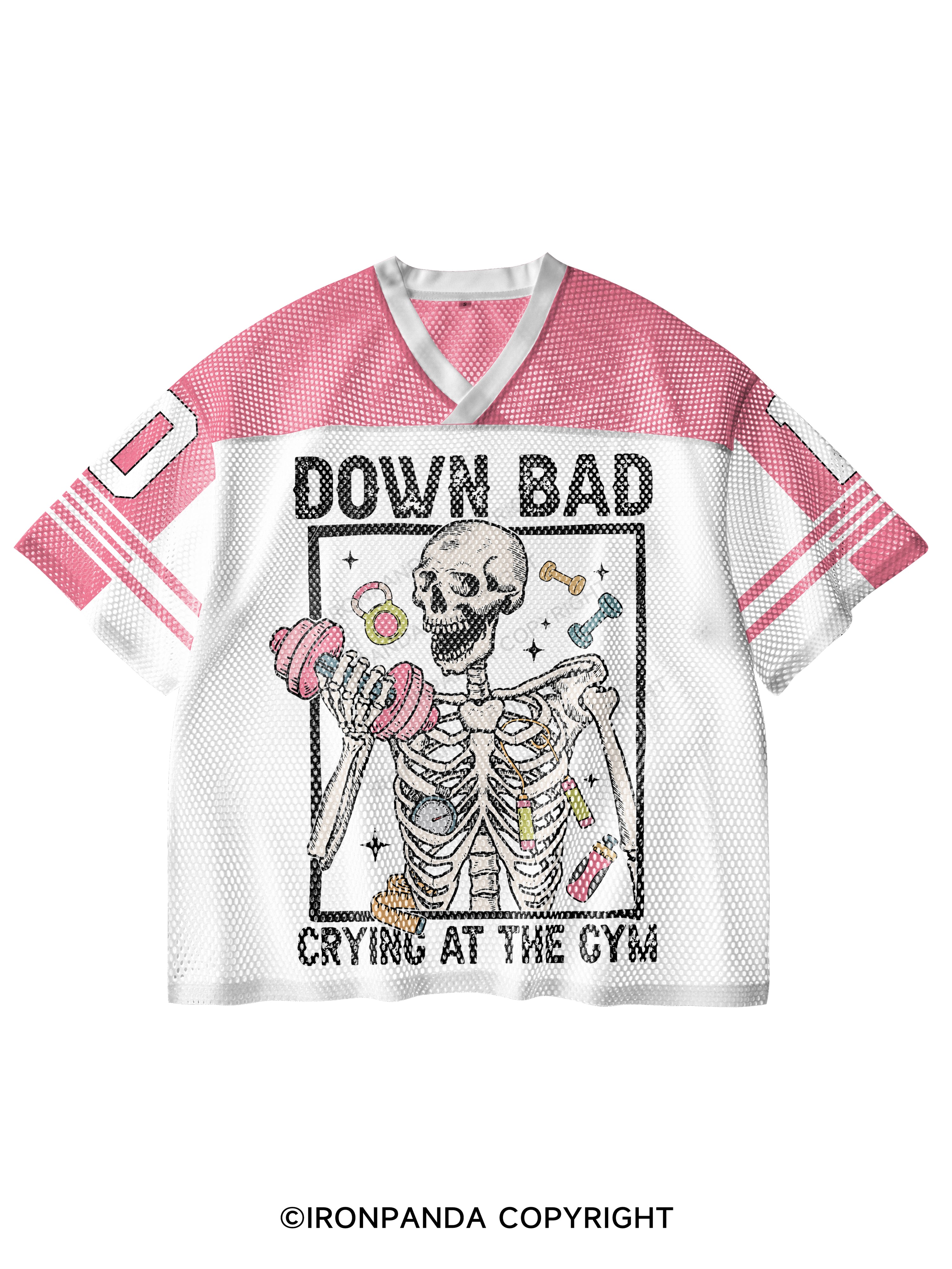 Down Bad Crying At The Gym V-Neck Open Hole Mesh Top