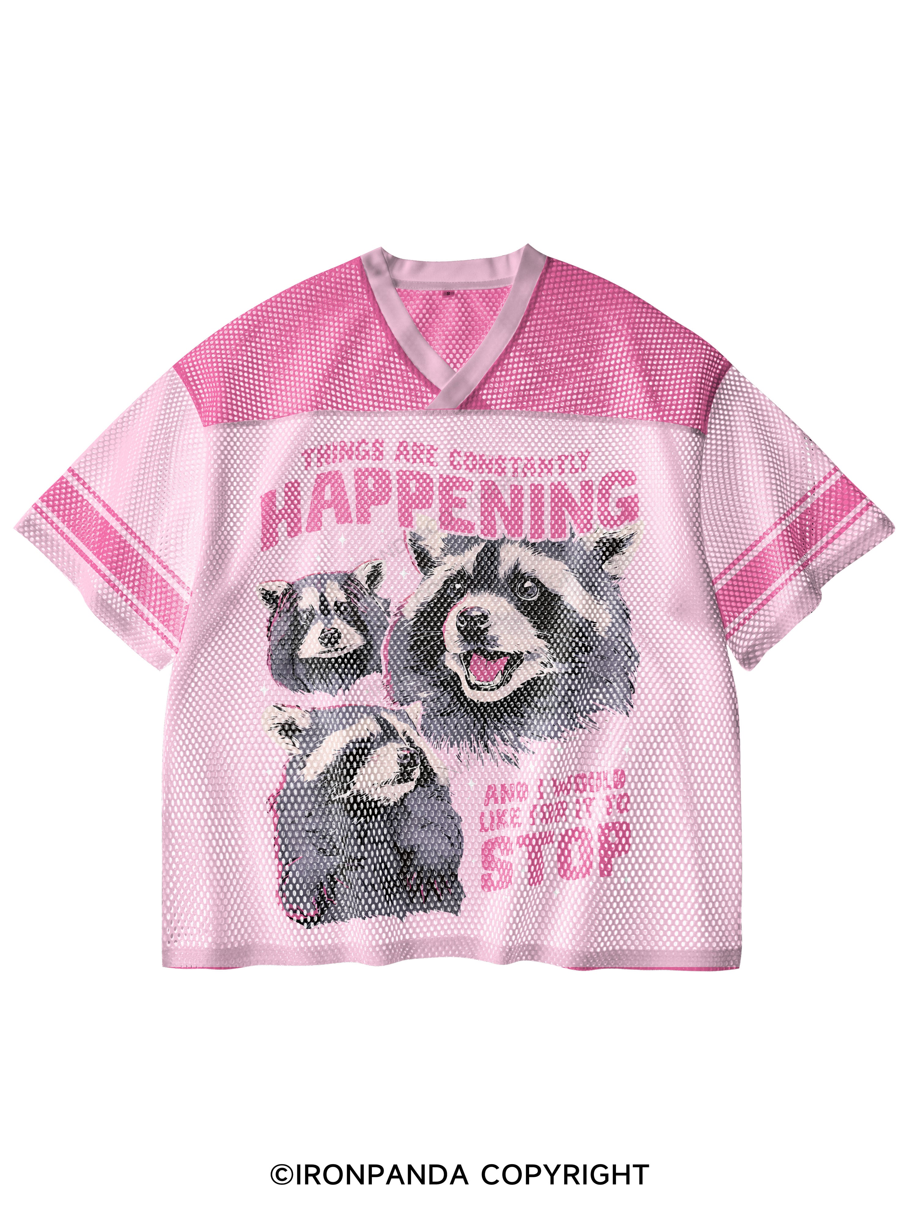 THINGS ARE CONSTANTLY HAPPENING AND I WOULD LIKE FOR IT TO STOP V-Neck Open Hole Mesh Top