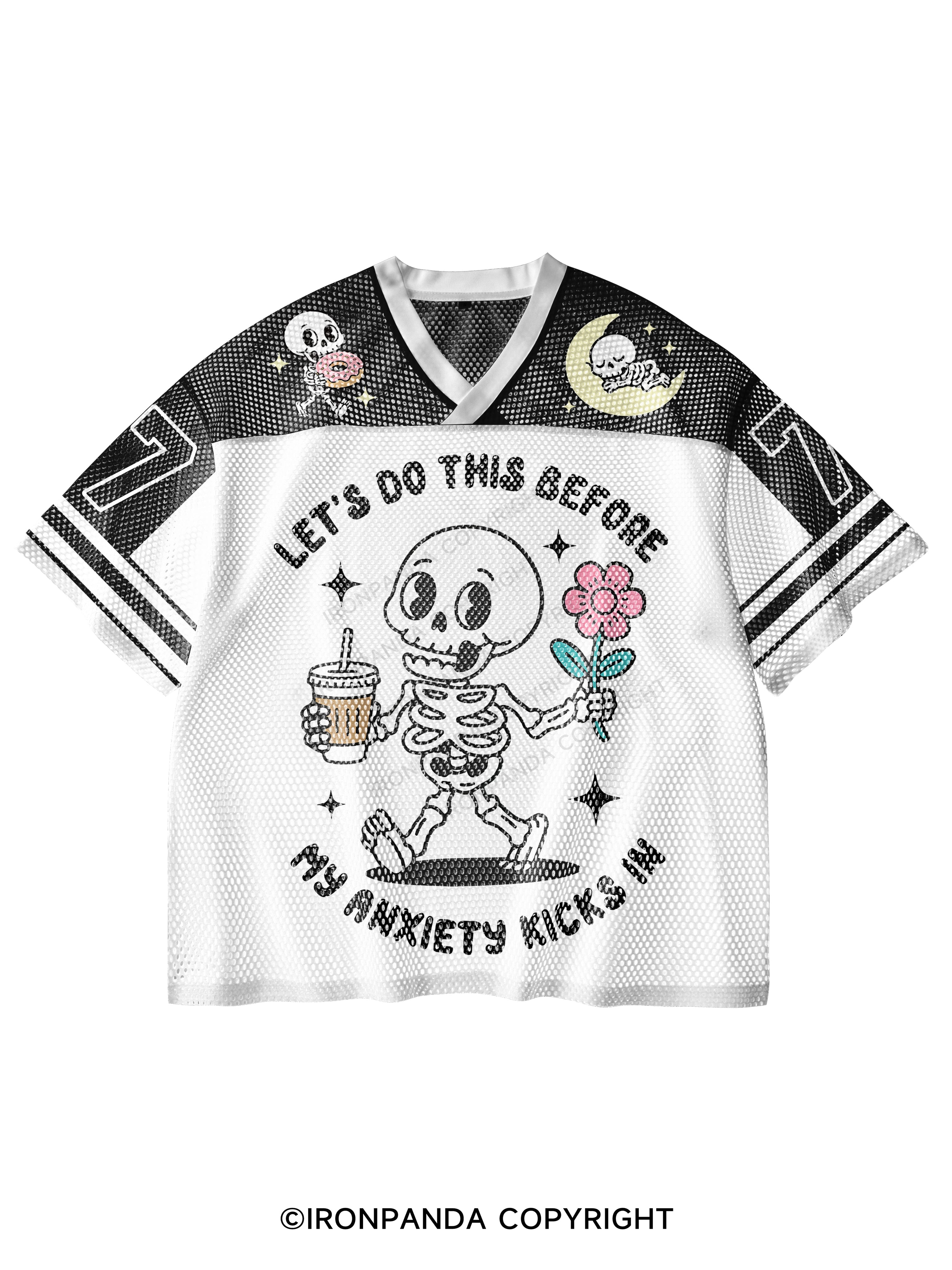 LET'S DO THIS BEFORE MY ANXIETY KICKS IN GYM V-Neck Open Hole Mesh Top